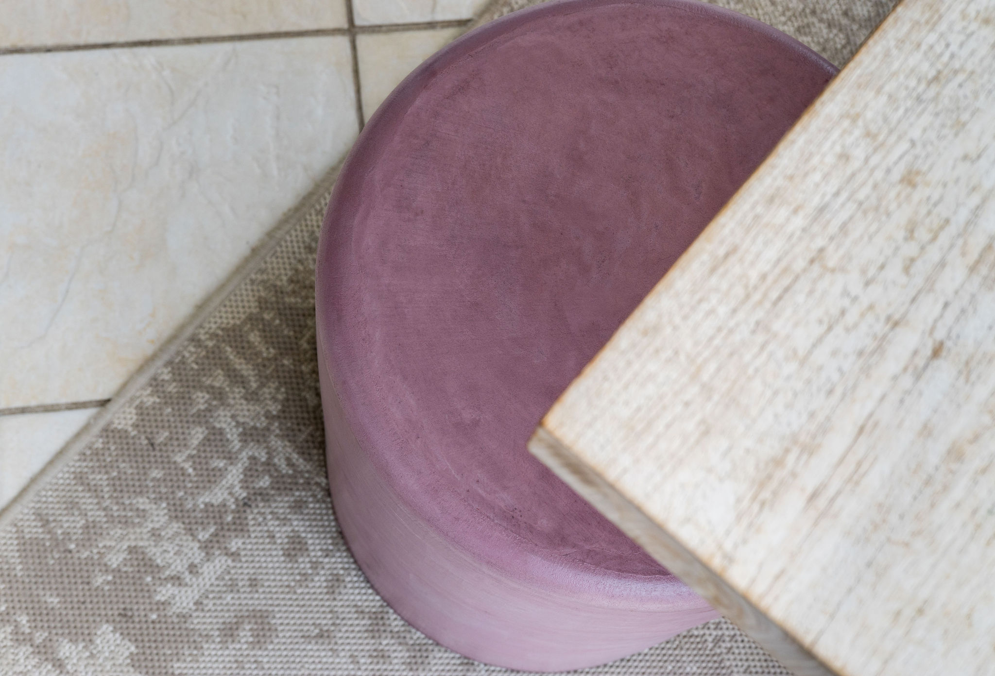 Bespoke microcement furniture — table tops and samples in various colours