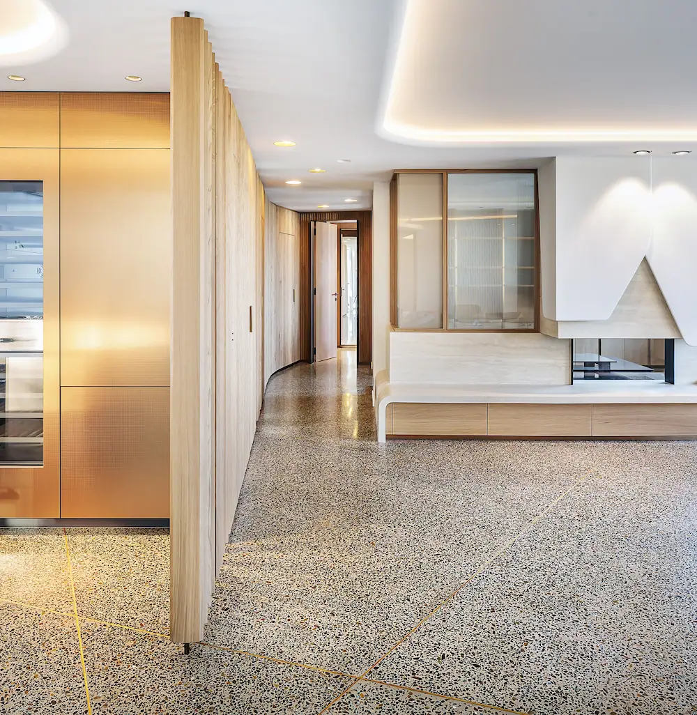 Sol terrazzo AdLucem — projet sol et mur en terrazzo minéral