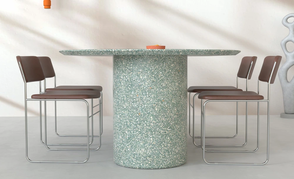 Mobilier terrazzo AdLucem — préfabrication design sur mesure